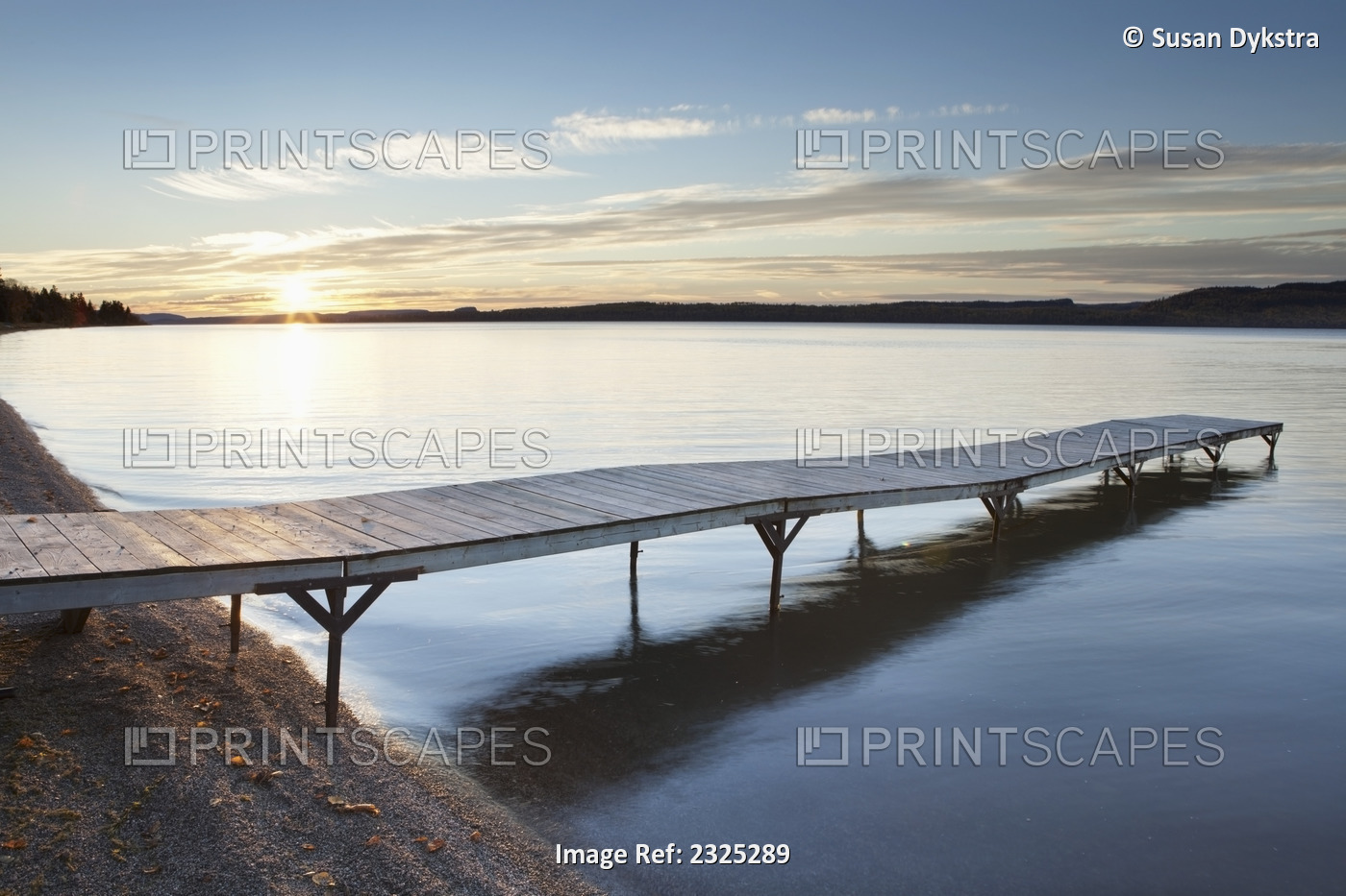 A dock in lake superior at sunset;Thunder bay, ontario, canada