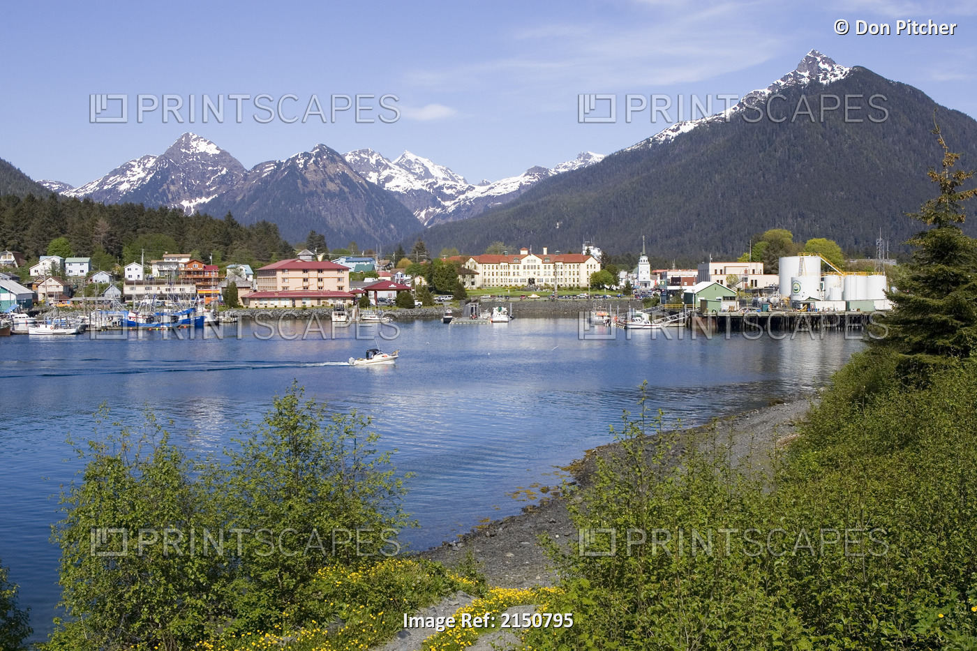 View Of Sitka With Sitka Channel In The Foreground Alaska Southeast Summer