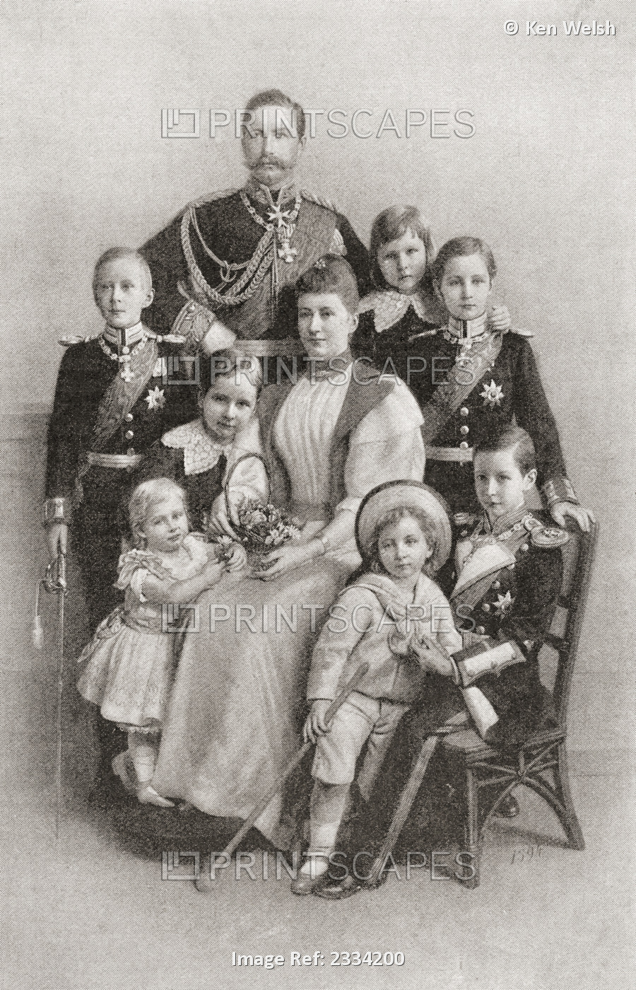 Kaiser Wilhelm Ii With His Wife Augusta Victoria And Their Family. Wilhelm Ii ...