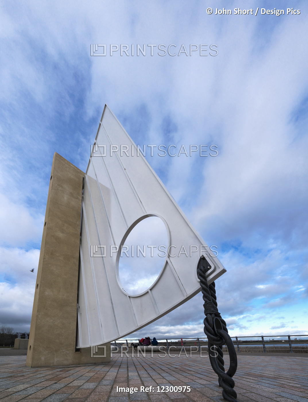 Nautical Sculpture Of A Boat Sail At The Waterfront; South Shields, Tyne And ...