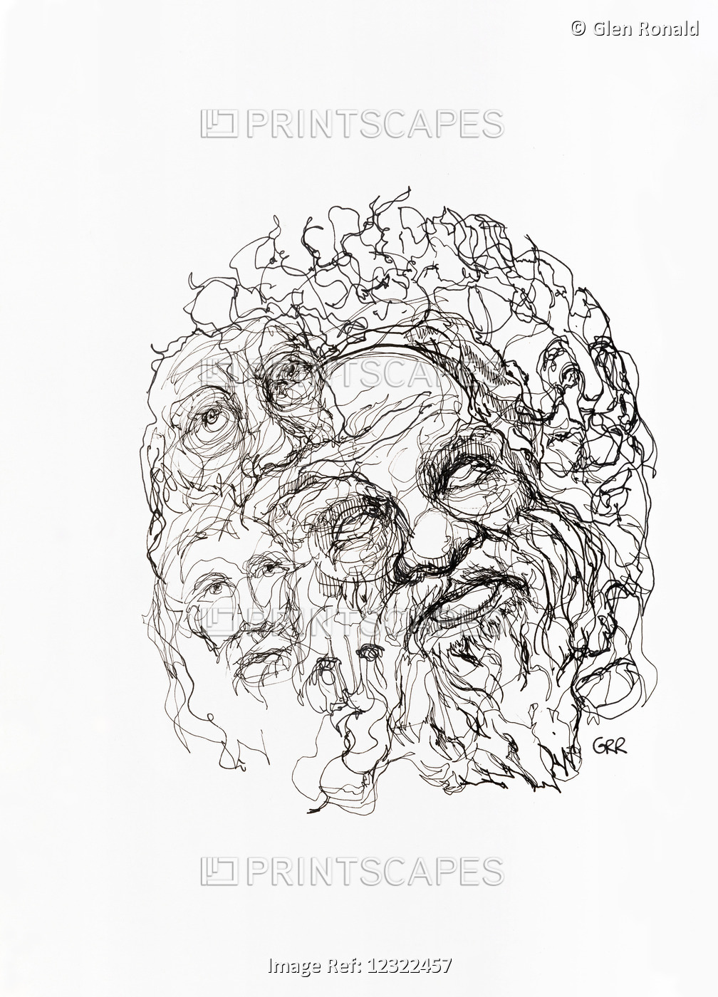Socrates, Black and White Abstract Artwork