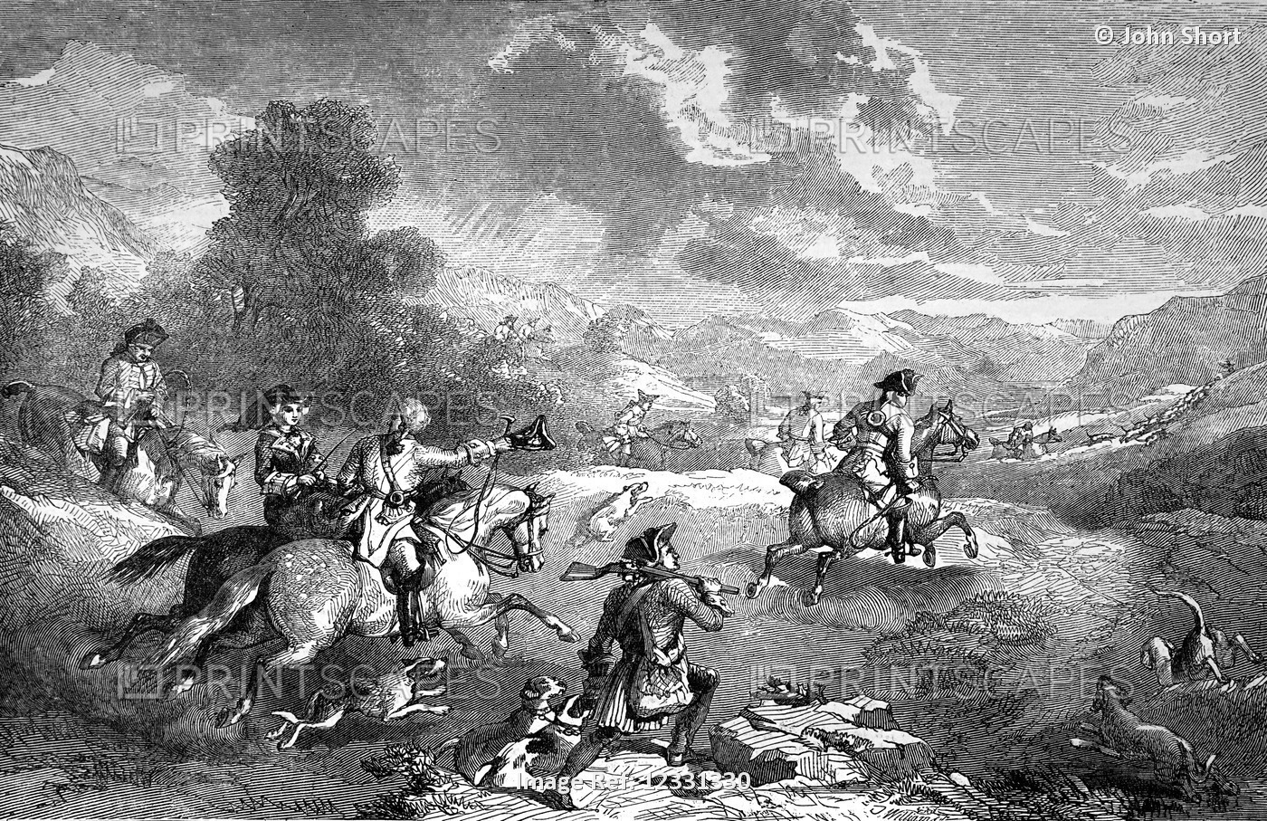 The Illustrated London News Etching From 1854.stag Hunting In The Reign Of ...