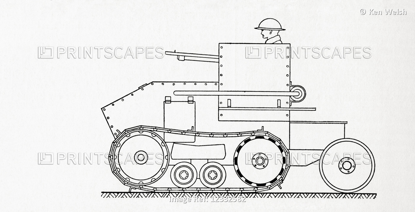 English WWI one man ram car or tank.   From Meyers Lexicon, published 1927.