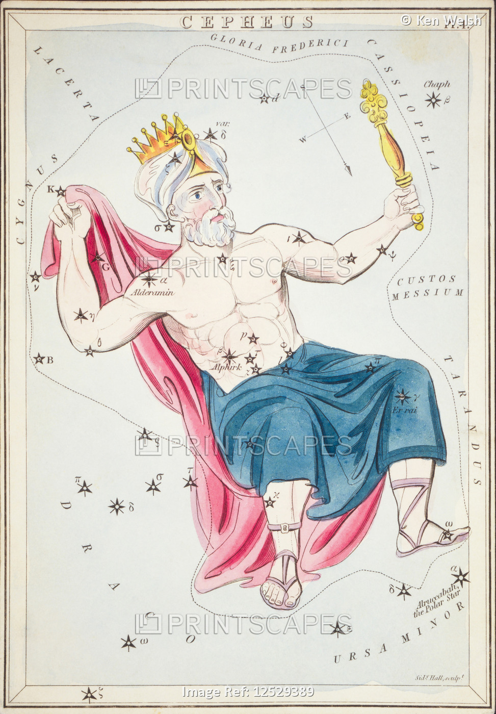 Cepheus. Card Number 4 from Urania's Mirror, or A View of the Heavens, one of a ...
