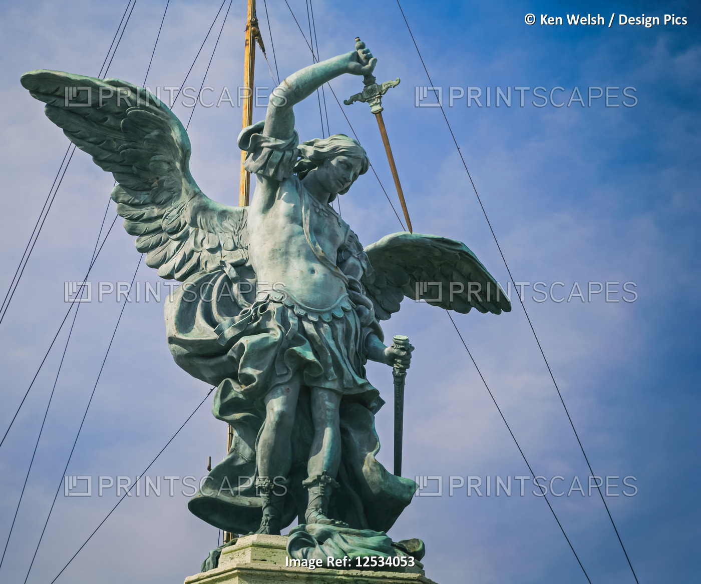 Statue of the Archangel Michael atop the Castel Sant'Angelo. The statue was ...