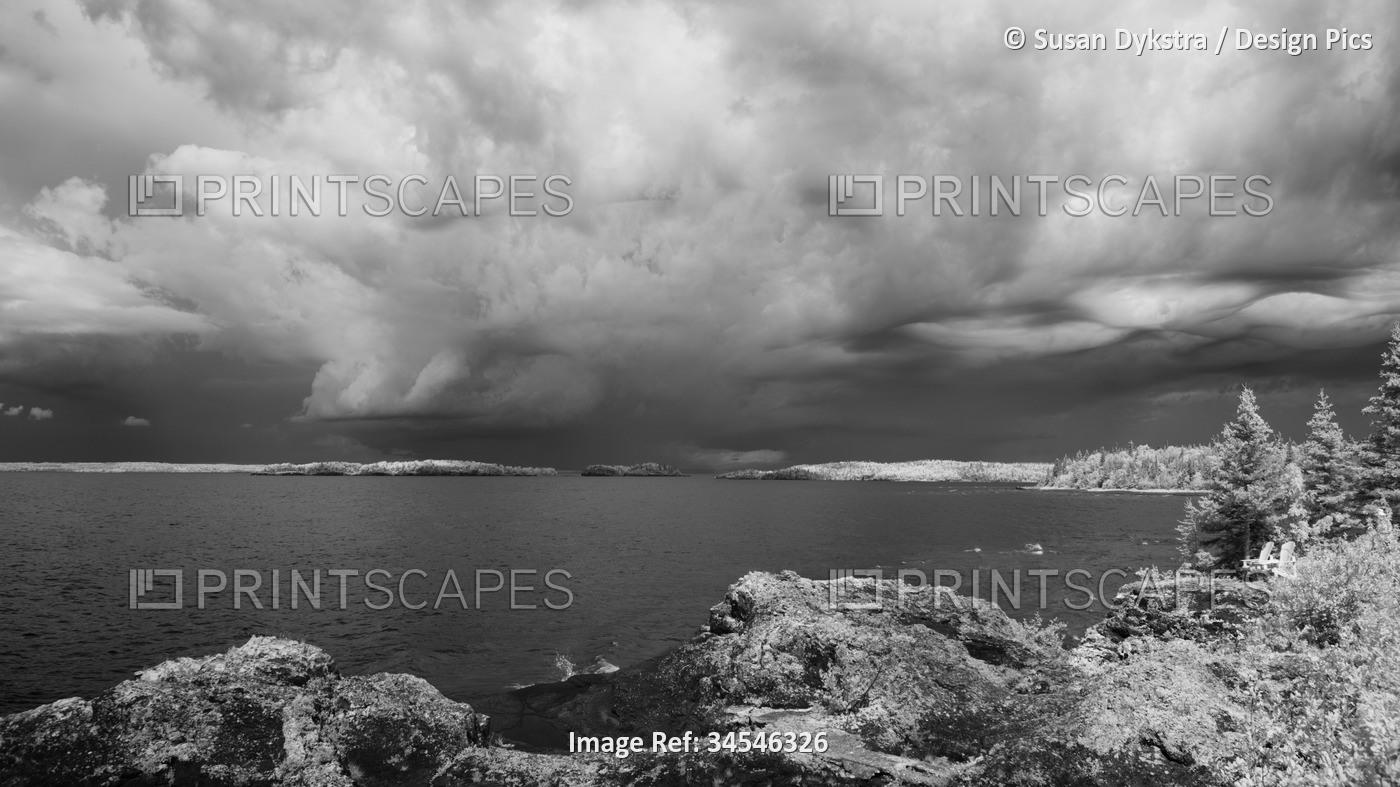 Dramatic cloud formation over Lake Superior in infrared